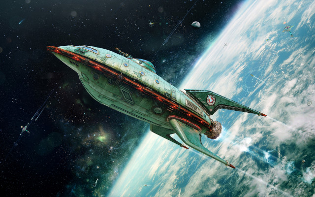 Spaceship planet starfleet distantstar spaceart free wallpaper - medium preview image