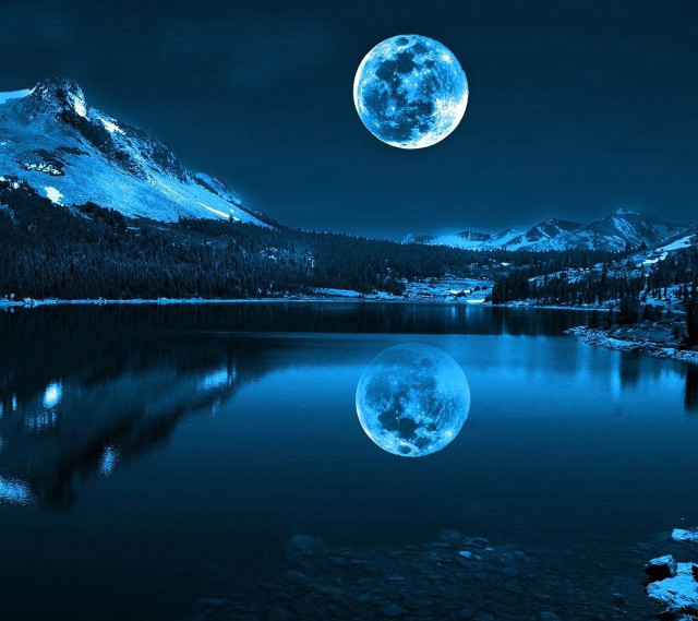 Full moon mountain lake night #4 free wallpaper - medium preview image