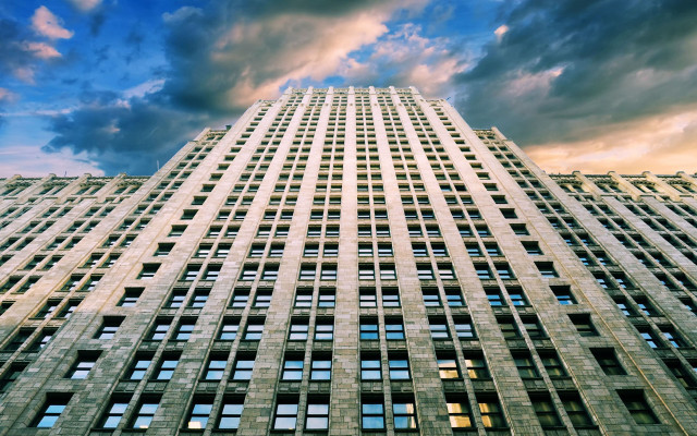 Tall building cloudy sky bridge free wallpaper - medium preview image