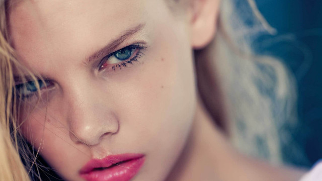 Blonde blueeyes windblown hyperrealism fashion free wallpaper - medium preview image