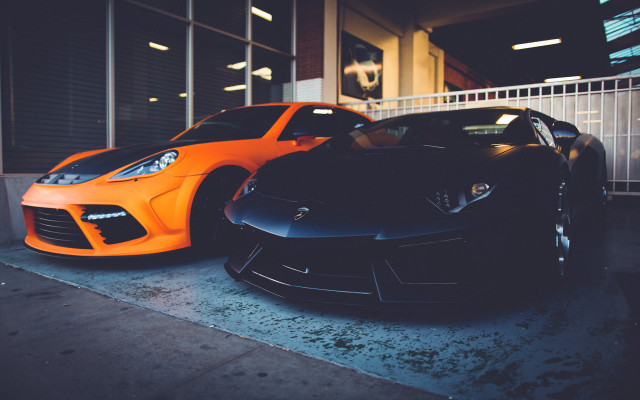 Sports cars garage fence building free wallpaper - medium preview image