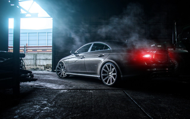 Car garage lights smoke night free wallpaper - medium preview image