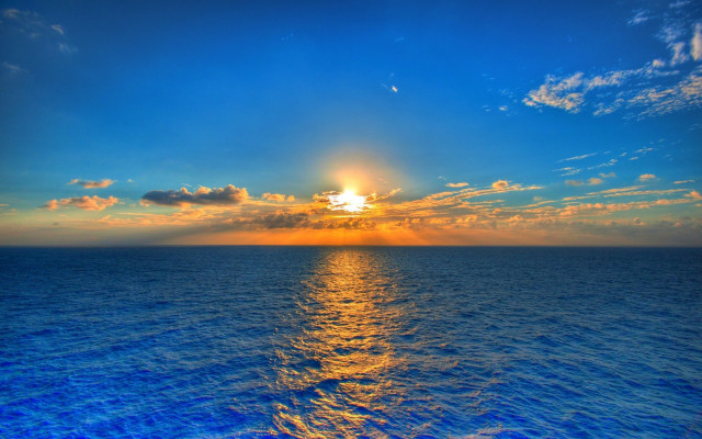 Sunset ocean boat clouds city #2 free wallpaper - medium preview image