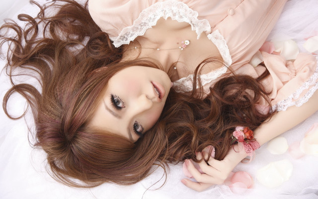 Woman laying bed wind blown #2 free wallpaper - medium preview image