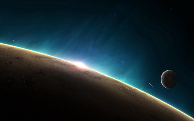 Distant object planet moon stars free wallpaper - medium preview image