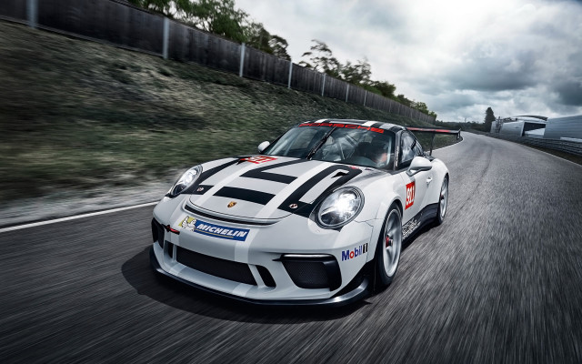 White sports car road fence free wallpaper - medium preview image