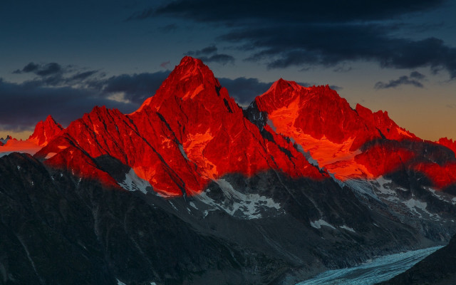 Mountain range river sunset red free wallpaper - medium preview image