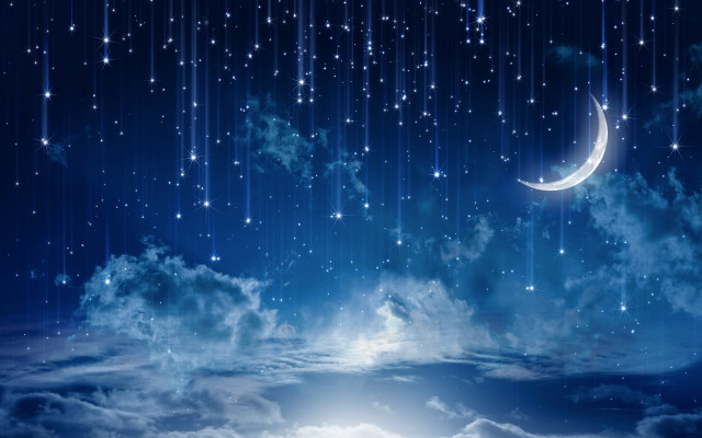 Crescent moon night sky stars #3 free wallpaper - medium preview image