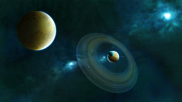 Planets stars sky blue ring free wallpaper - medium preview image