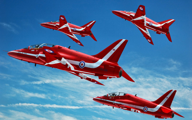 Four red jets flying formation free wallpaper - medium preview image