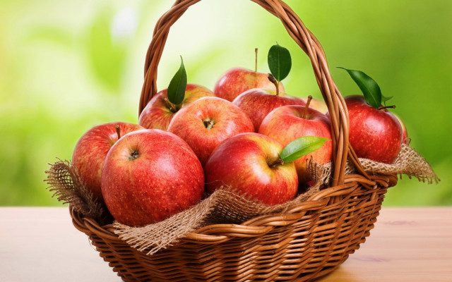 Basket apples green background neoplasticism free wallpaper - medium preview image