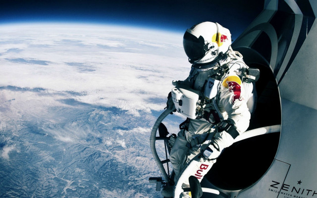Space suit man earth view free wallpaper - medium preview image