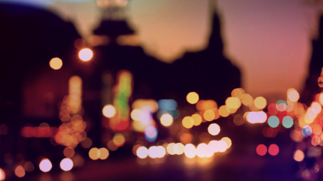 City street night clock tower free wallpaper - medium preview image