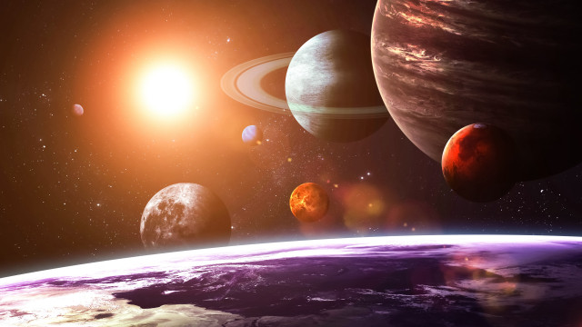 Planets sun earth space art free wallpaper - medium preview image