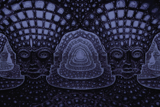 Droplets psychedelic face blue hued free wallpaper - medium preview image