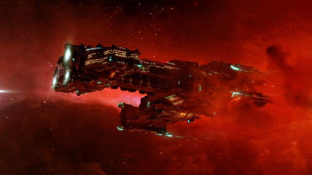 Space station red sky aurora free wallpaper - medium preview image