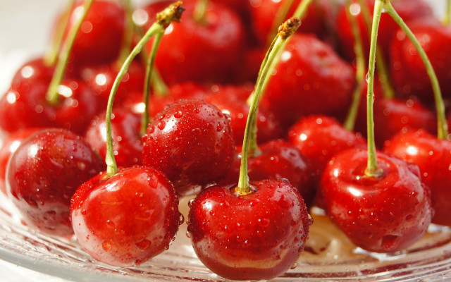 Cherry water droplets macro closeup free wallpaper - medium preview image