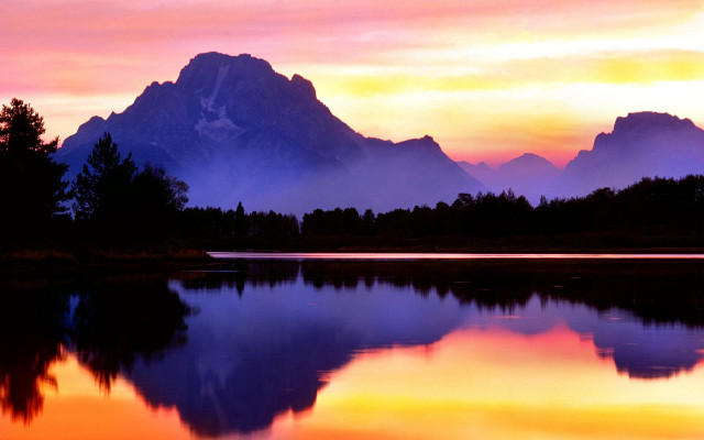 Mountain reflection lake sunset pink #6 free wallpaper - medium preview image