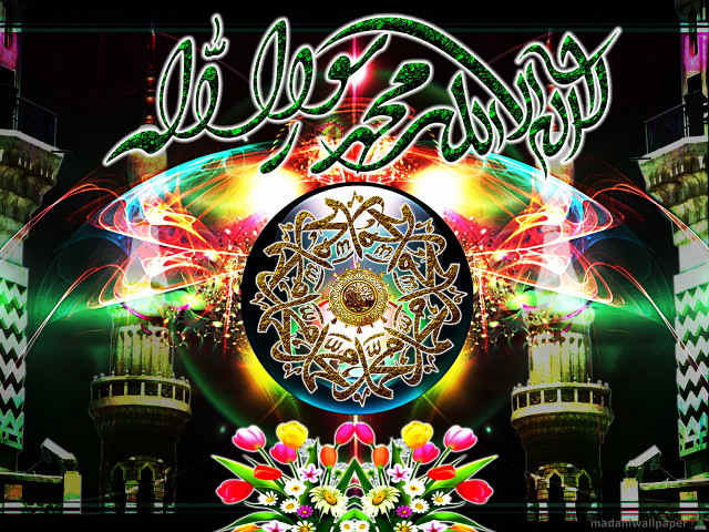 Colorful clock lights flowers dark free wallpaper - medium preview image