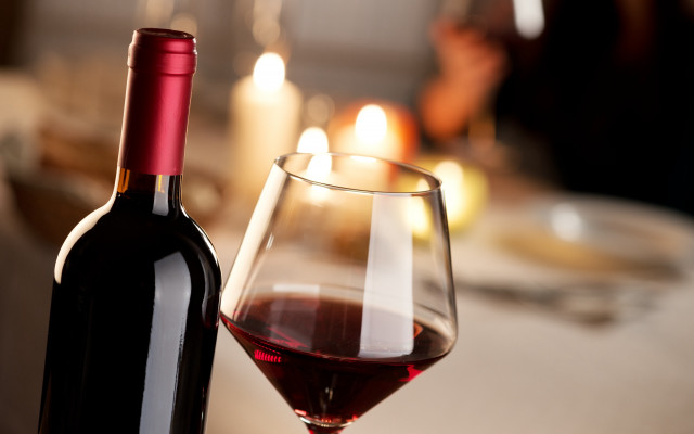 Wine bottle glass candles bokeh free wallpaper - medium preview image