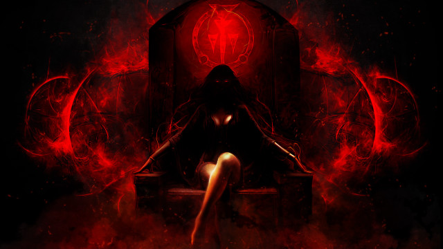 Gothic woman throne red smoke free wallpaper - medium preview image