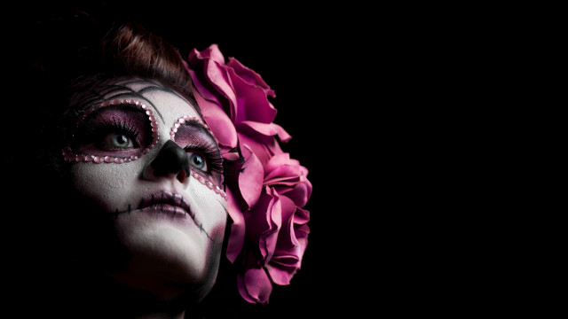 Gothic makeup flower facepaint blackbackground free wallpaper - medium preview image