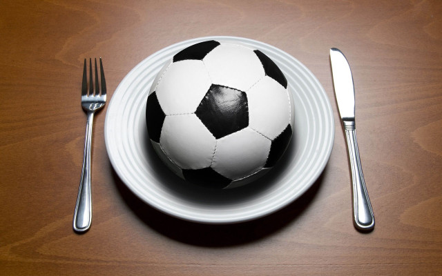 Soccer ball white plate fork free wallpaper - medium preview image