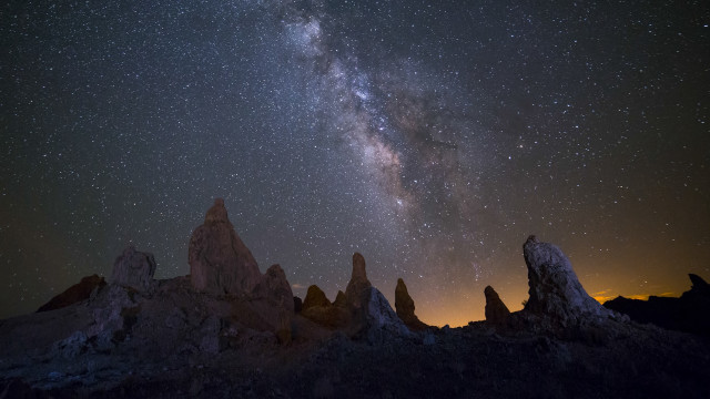 Night sky mountains astronaut fireworks free wallpaper - medium preview image
