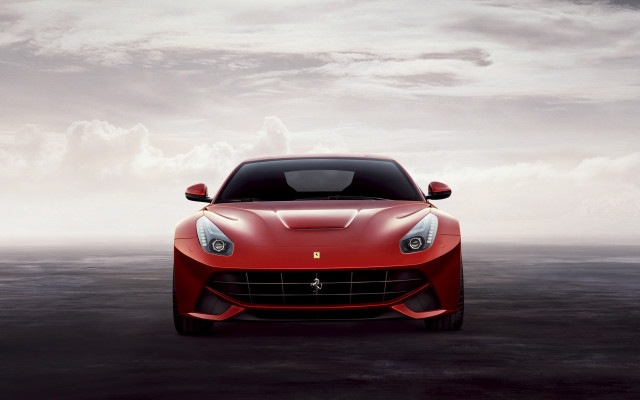 Red sports car clouds outdoor free wallpaper - medium preview image