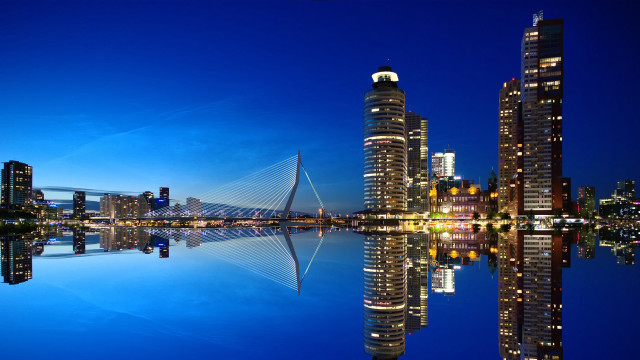 City skyline bridge river night #103 free wallpaper - medium preview image