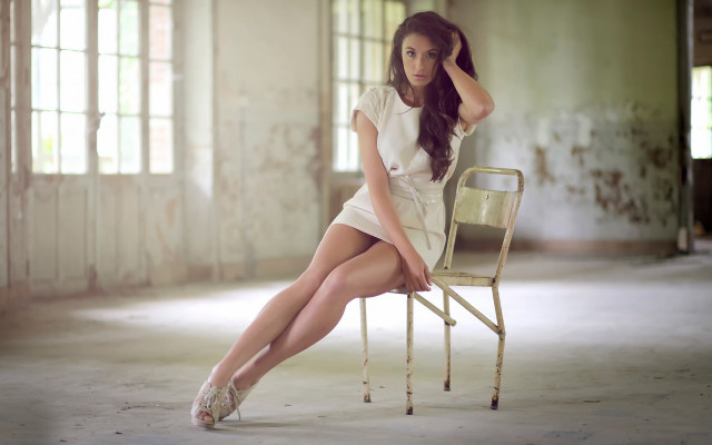Woman sitting room window tilt free wallpaper - medium preview image