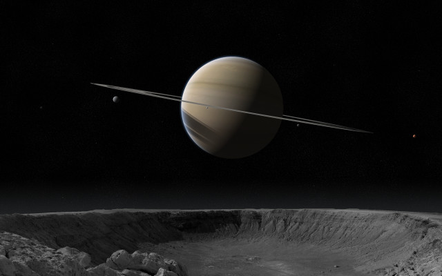 Saturn ring moon distant planet free wallpaper - medium preview image
