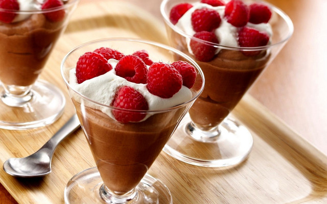 Raspberry cream desserts tray art free wallpaper - medium preview image