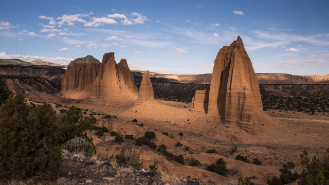 Desert rocks trees clouds matte free wallpaper - medium preview image