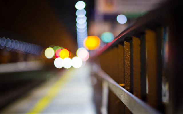 City street night blurry bokeh free wallpaper - medium preview image