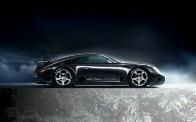 Black sports car clouds smoke free wallpaper - medium preview image