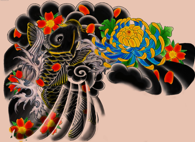 Fish flower back goldfish in free wallpaper - medium preview image