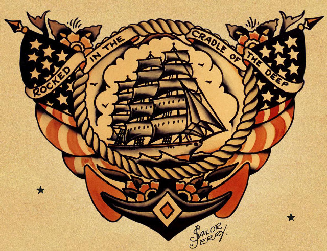 Ship flag rope banner drawing free wallpaper - medium preview image