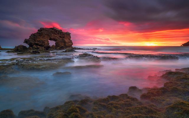 Sunset rocky beach mystical colors #3 free wallpaper - medium preview image