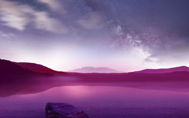 Purple sky lake mountains stars free wallpaper - medium preview image