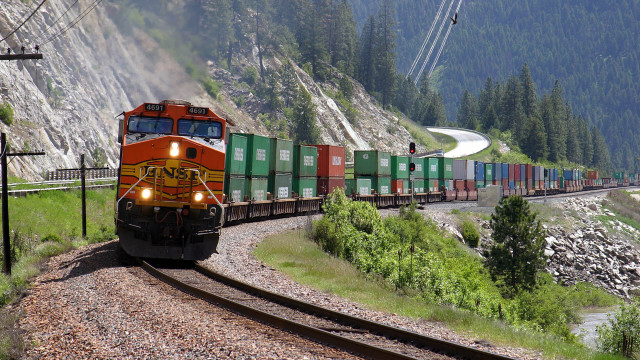 Train mountain river trees tracks free wallpaper - medium preview image