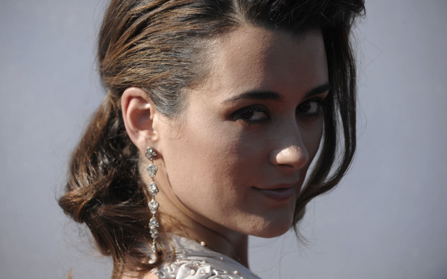 Woman ponytail earrings closeup gray free wallpaper - medium preview image