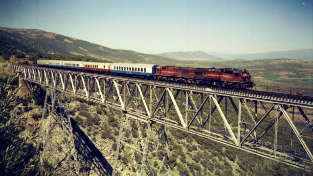 Train bridge mountainside town traveling free wallpaper - medium preview image