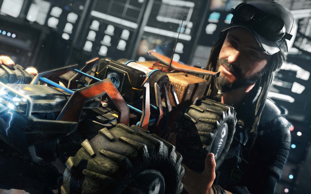 Futuristic man truck vehicles city free wallpaper - medium preview image