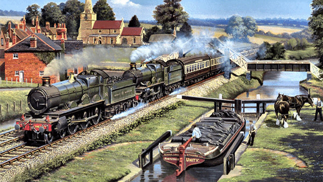 Train river bridge horses carriages #2 free wallpaper - medium preview image