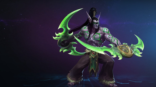 Green sword masked aurora city free wallpaper - medium preview image