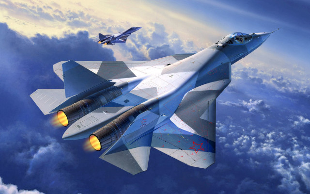 Fighter jet sky clouds digital free wallpaper - medium preview image