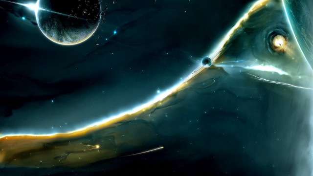 Space scene large object floating free wallpaper - medium preview image