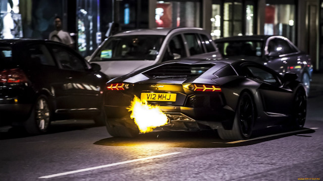 Black sports car night yellow free wallpaper - medium preview image