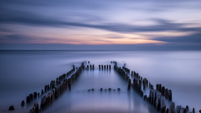 Long exposure pier sunset ocean free wallpaper - medium preview image